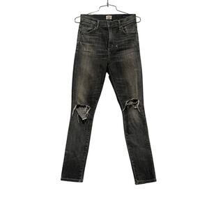 Citizens of Humanity Carlie Crop Skinny Jeans Distressed Gray Black 26